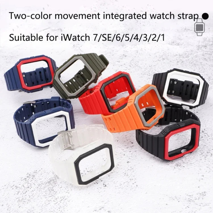 Silikonarmband mit Hülle für Apple Watch Series 7 (41 mm), 6, SE, 5 und 4 (40 mm), 3, 2 und 1 (38 mm), 7 (45 mm), 6, SE, 5 und 4 (44 mm) sowie 3, 2 und 1 (42 mm)