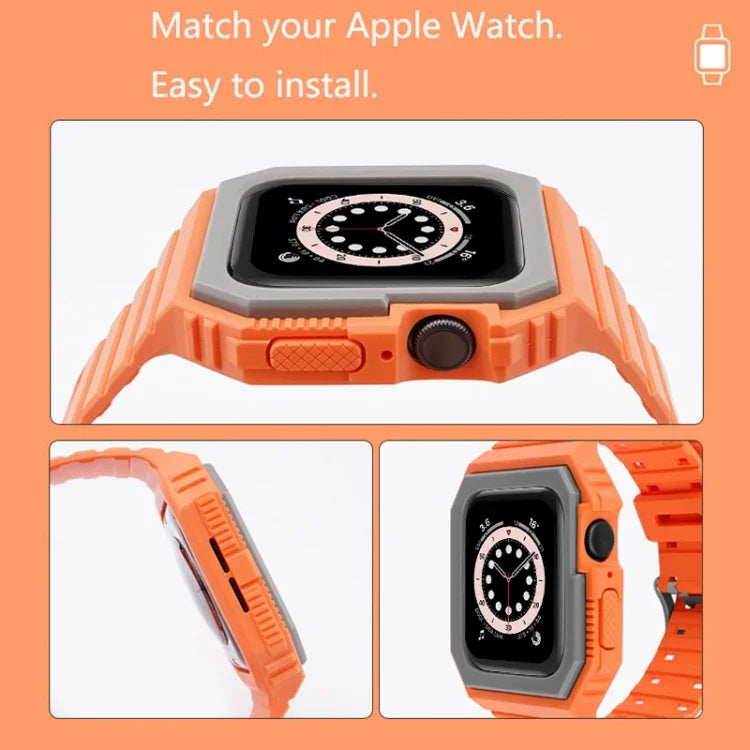 Silikonarmband mit Hülle für Apple Watch Series 7 (41 mm), 6, SE, 5 und 4 (40 mm), 3, 2 und 1 (38 mm), 7 (45 mm), 6, SE, 5 und 4 (44 mm) sowie 3, 2 und 1 (42 mm)