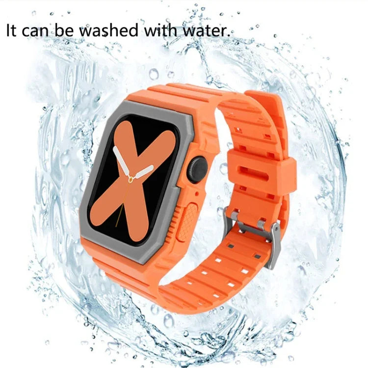 Silikonarmband mit Hülle für Apple Watch Series 7 (41 mm), 6, SE, 5 und 4 (40 mm), 3, 2 und 1 (38 mm), 7 (45 mm), 6, SE, 5 und 4 (44 mm) sowie 3, 2 und 1 (42 mm)