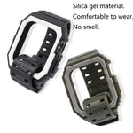 Silikonarmband mit Hülle für Apple Watch Series 7 (41 mm), 6, SE, 5 und 4 (40 mm), 3, 2 und 1 (38 mm), 7 (45 mm), 6, SE, 5 und 4 (44 mm) sowie 3, 2 und 1 (42 mm)