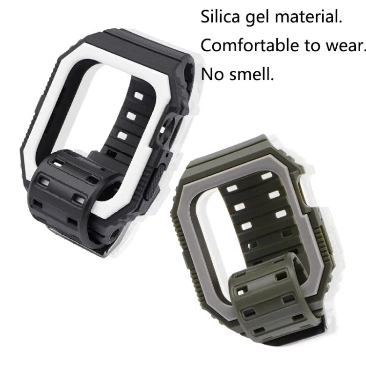 Silikonarmband mit Hülle für Apple Watch Series 7 (41 mm), 6, SE, 5 und 4 (40 mm), 3, 2 und 1 (38 mm), 7 (45 mm), 6, SE, 5 und 4 (44 mm) sowie 3, 2 und 1 (42 mm)
