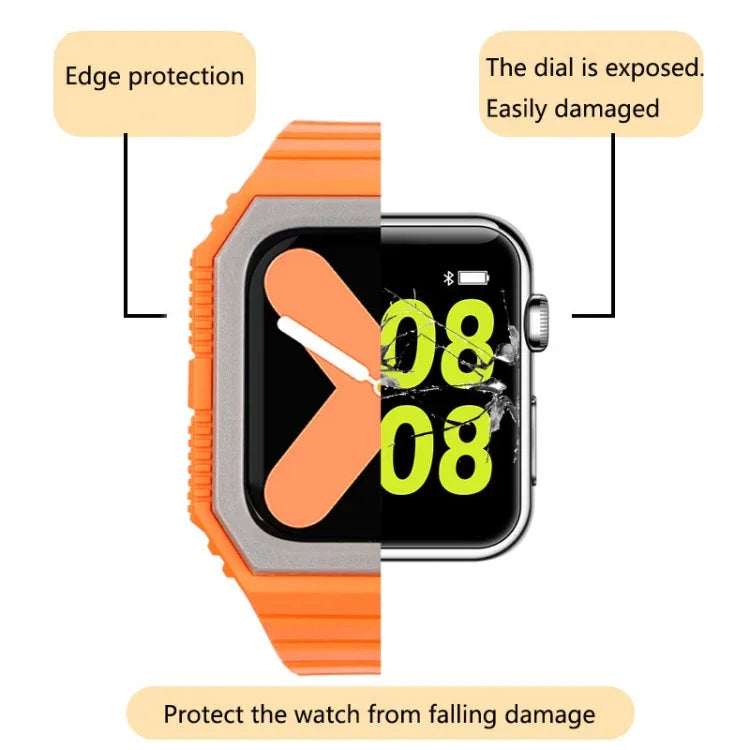 Silikonarmband mit Hülle für Apple Watch Series 7 (41 mm), 6, SE, 5 und 4 (40 mm), 3, 2 und 1 (38 mm), 7 (45 mm), 6, SE, 5 und 4 (44 mm) sowie 3, 2 und 1 (42 mm)
