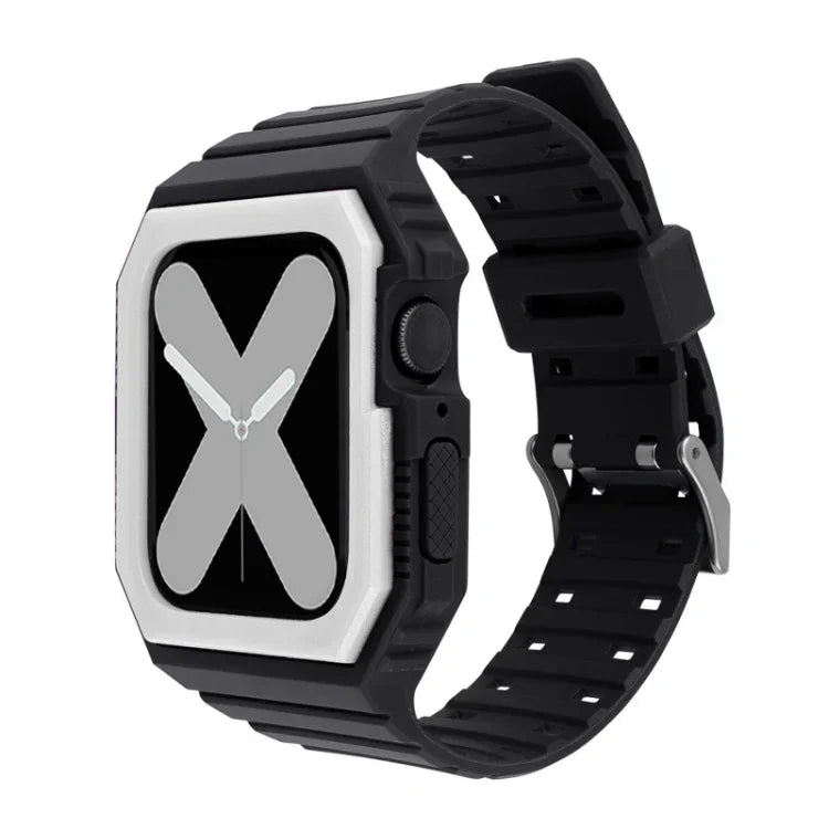 Silikonarmband mit Hülle für Apple Watch Series 7 (41 mm), 6, SE, 5 und 4 (40 mm), 3, 2 und 1 (38 mm), 7 (45 mm), 6, SE, 5 und 4 (44 mm) sowie 3, 2 und 1 (42 mm)