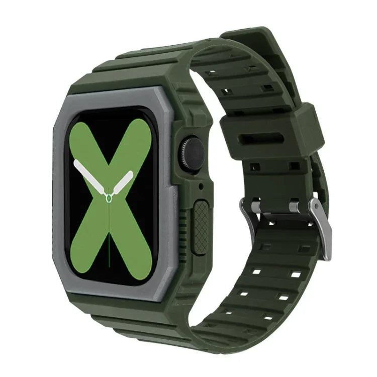 Silikonarmband mit Hülle für Apple Watch Series 7 (41 mm), 6, SE, 5 und 4 (40 mm), 3, 2 und 1 (38 mm), 7 (45 mm), 6, SE, 5 und 4 (44 mm) sowie 3, 2 und 1 (42 mm)