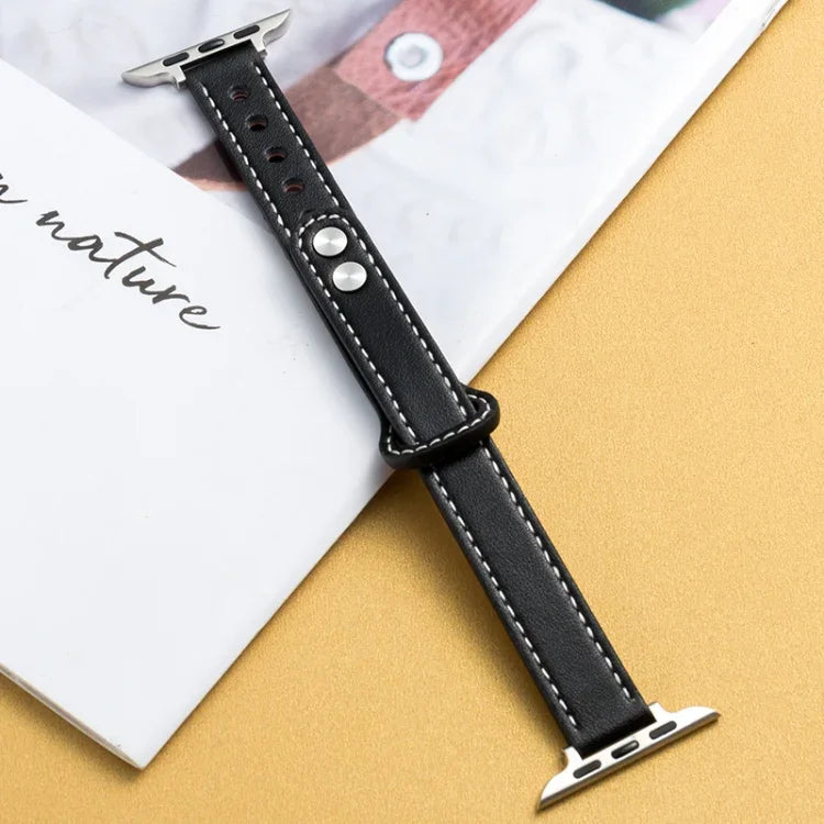 Uhrenarmband aus Mikrofaserleder mit schmalem Taillenumfang und Doppelschließe, Größen: 7 41 mm / 6&amp;SE&amp;5&amp;4 40 mm / 3&amp;2&amp;1 38 mm, 7 45 mm / 6&amp;SE&amp;5&amp;4 44 mm / 3&amp;2&amp;1 42 mm