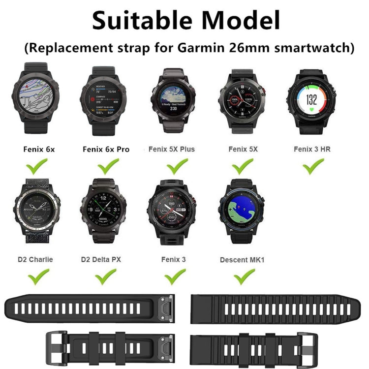 26mm Silicone Sports Strap, For Garmin Fenix 7X, For Garmin Fenix 6X, For Garmin Fenix 6X Pro