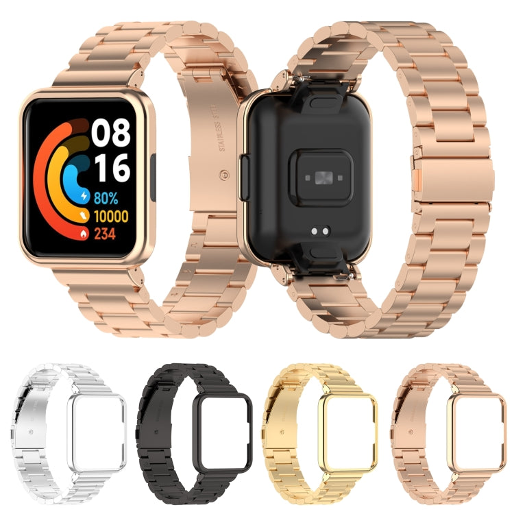 2 in 1 Three-bead Metal Strap with Watch Frame, For Xiaomi Redmi Watch 2, For Xiaomi Redmi Watch2 Lite International Version