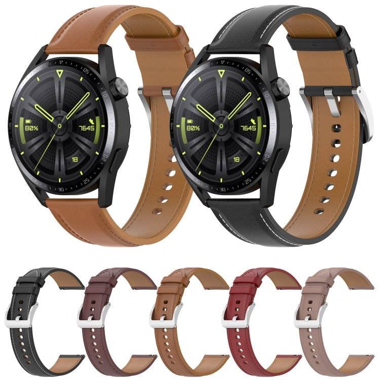 Uhrenarmband aus Kalbsleder-Textur-Nähgarn, für Samsung Galaxy Watch 3 45mm, für Samsung Galaxy Watch 46mm, für Samsung Galaxy Gear S3 Classic / Gear S3 Frontier