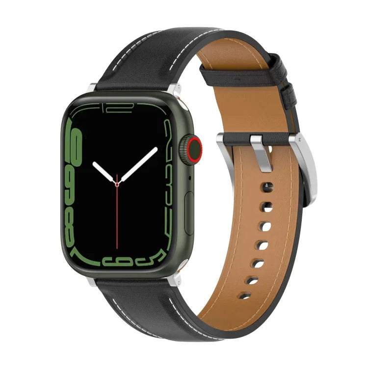 Uhrenarmband aus genähtem Rindsleder der obersten Schicht für Apple Watch Series, 7 41mm / 6&SE&5&4 40mm / 3&2&1 38mm 20mm, 7 45mm / 6&SE&5&4 44mm / 3&2&1 42mm 22mm, 7 41mm / 6&SE&5&4 40mm / 3&2&1 38mm 22mm, 7 45mm / 6&SE&5&4 44mm / 3&2&1 42mm 20mm