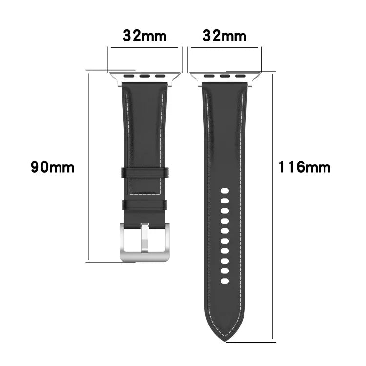 Uhrenarmband aus genähtem Rindsleder der obersten Schicht für Apple Watch Series, 7 41mm / 6&SE&5&4 40mm / 3&2&1 38mm 20mm, 7 45mm / 6&SE&5&4 44mm / 3&2&1 42mm 22mm, 7 41mm / 6&SE&5&4 40mm / 3&2&1 38mm 22mm, 7 45mm / 6&SE&5&4 44mm / 3&2&1 42mm 20mm