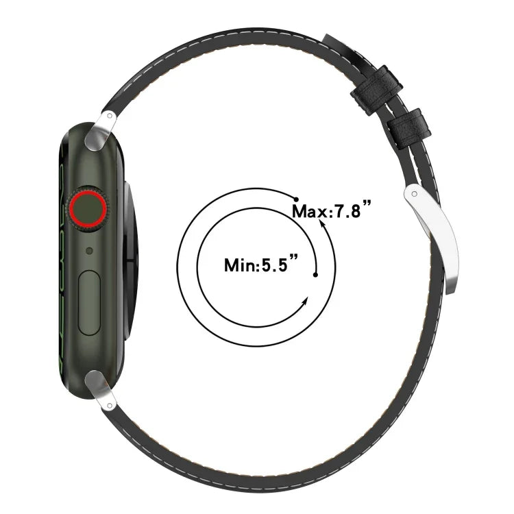 Uhrenarmband aus genähtem Rindsleder der obersten Schicht für Apple Watch Series, 7 41mm / 6&SE&5&4 40mm / 3&2&1 38mm 20mm, 7 45mm / 6&SE&5&4 44mm / 3&2&1 42mm 22mm, 7 41mm / 6&SE&5&4 40mm / 3&2&1 38mm 22mm, 7 45mm / 6&SE&5&4 44mm / 3&2&1 42mm 20mm