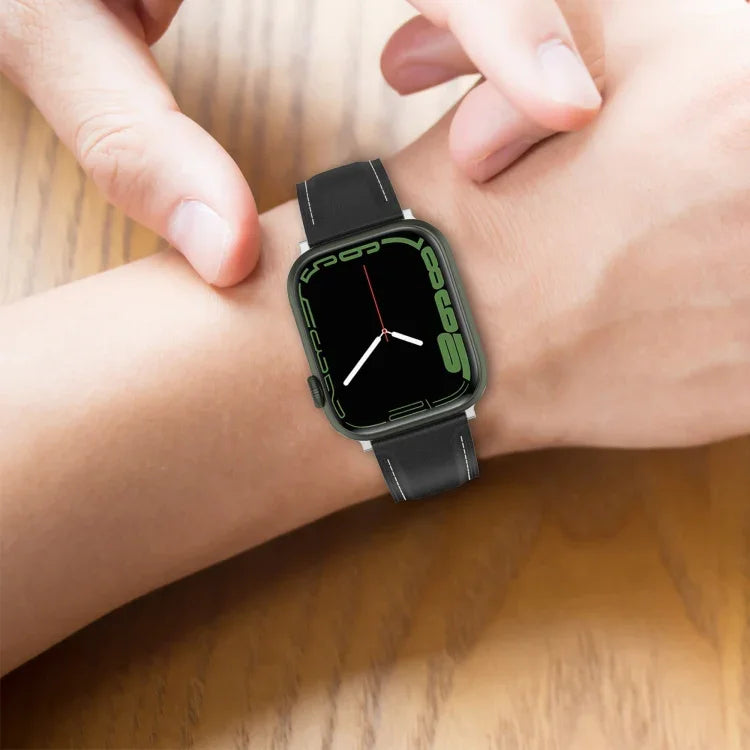 Uhrenarmband aus genähtem Rindsleder der obersten Schicht für Apple Watch Series, 7 41mm / 6&SE&5&4 40mm / 3&2&1 38mm 20mm, 7 45mm / 6&SE&5&4 44mm / 3&2&1 42mm 22mm, 7 41mm / 6&SE&5&4 40mm / 3&2&1 38mm 22mm, 7 45mm / 6&SE&5&4 44mm / 3&2&1 42mm 20mm