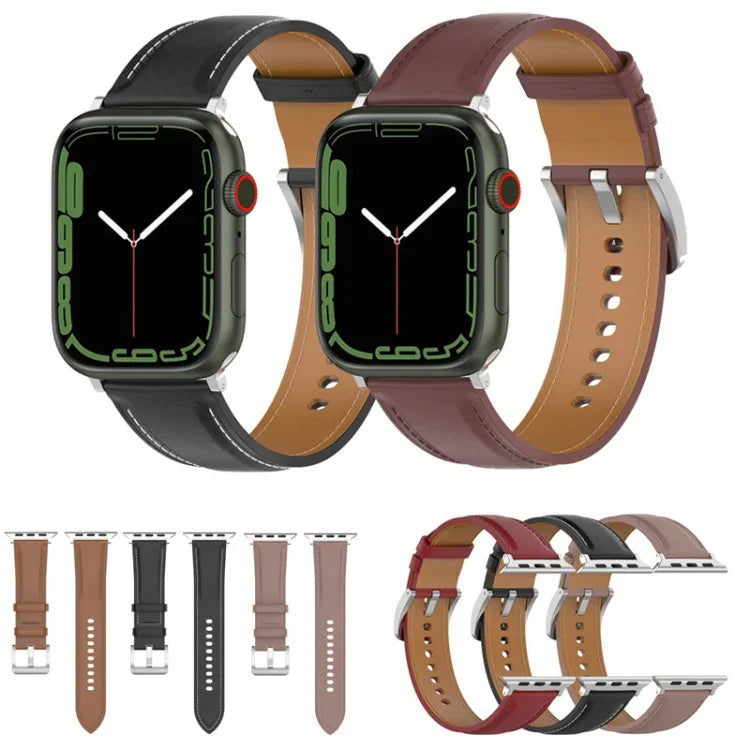 Uhrenarmband aus genähtem Rindsleder der obersten Schicht für Apple Watch Series, 7 41mm / 6&SE&5&4 40mm / 3&2&1 38mm 20mm, 7 45mm / 6&SE&5&4 44mm / 3&2&1 42mm 22mm, 7 41mm / 6&SE&5&4 40mm / 3&2&1 38mm 22mm, 7 45mm / 6&SE&5&4 44mm / 3&2&1 42mm 20mm