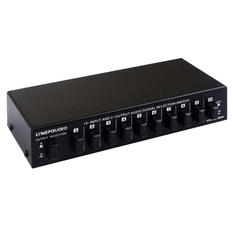 B059 10 Eingänge 2 Ausgänge / 2 Eingänge 10 Ausgänge 2-Wege Cinch-Umschalter Audiofrequenzsignal-Auswahl-Umschaltgerät Lautsprecherbox, B059