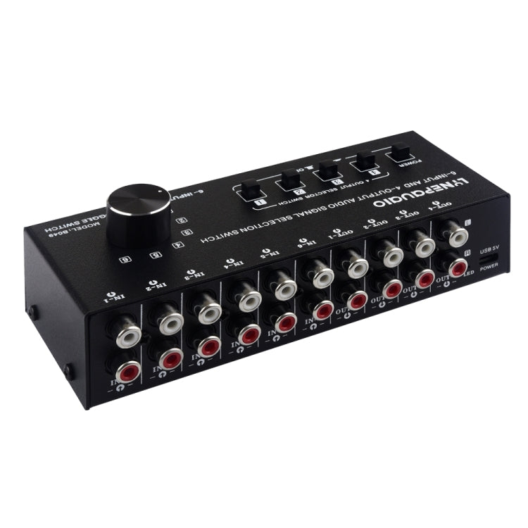 6 In 4 Out RCA Audio Umschalter Signalverteiler Switch Control