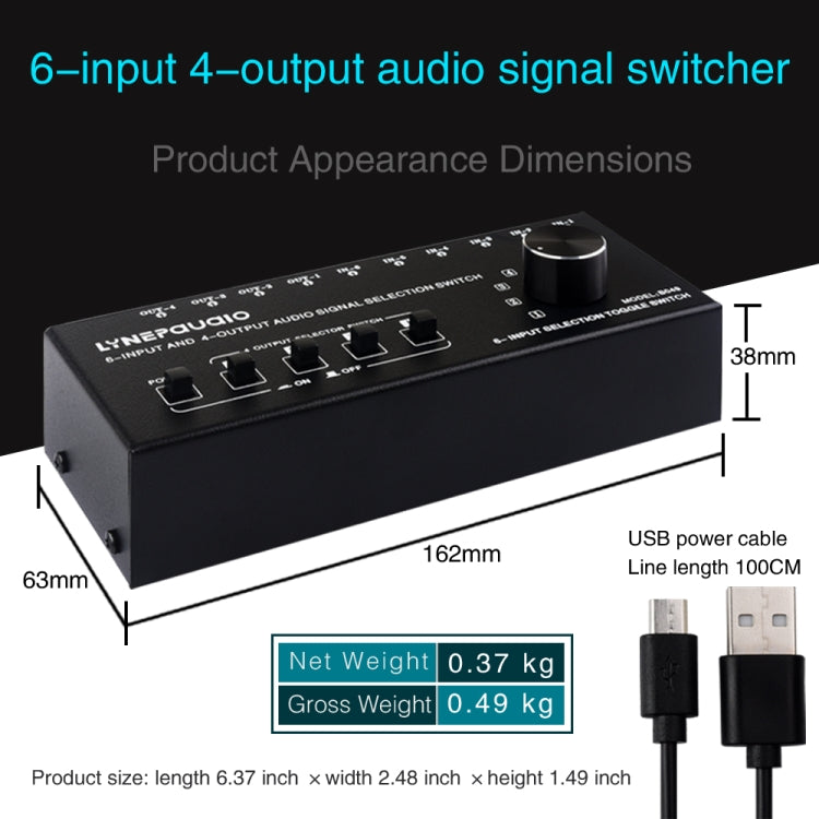 6 In 4 Out RCA Audio Umschalter Signalverteiler Switch Control