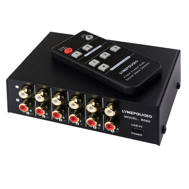 4 In 2 Out / 2 In 4 Out Cinch-Audio-Signal-Wahlschalter mit Fernbedienung