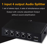 1-in-4-Out-Audiofrequenz-Signalsplitter, Verteilergerät, passiv, 3,5-mm-Schnittstellenausgang, 1-in-4-Out-3,5-mm-Schnittstelle