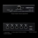1-in-4-Out-Audiofrequenz-Signalsplitter, Verteilergerät, passiv, 3,5-mm-Schnittstellenausgang, 1-in-4-Out-3,5-mm-Schnittstelle