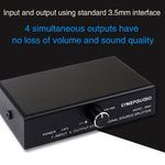 1-in-4-Out-Audiofrequenz-Signalsplitter, Verteilergerät, passiv, 3,5-mm-Schnittstellenausgang, 1-in-4-Out-3,5-mm-Schnittstelle