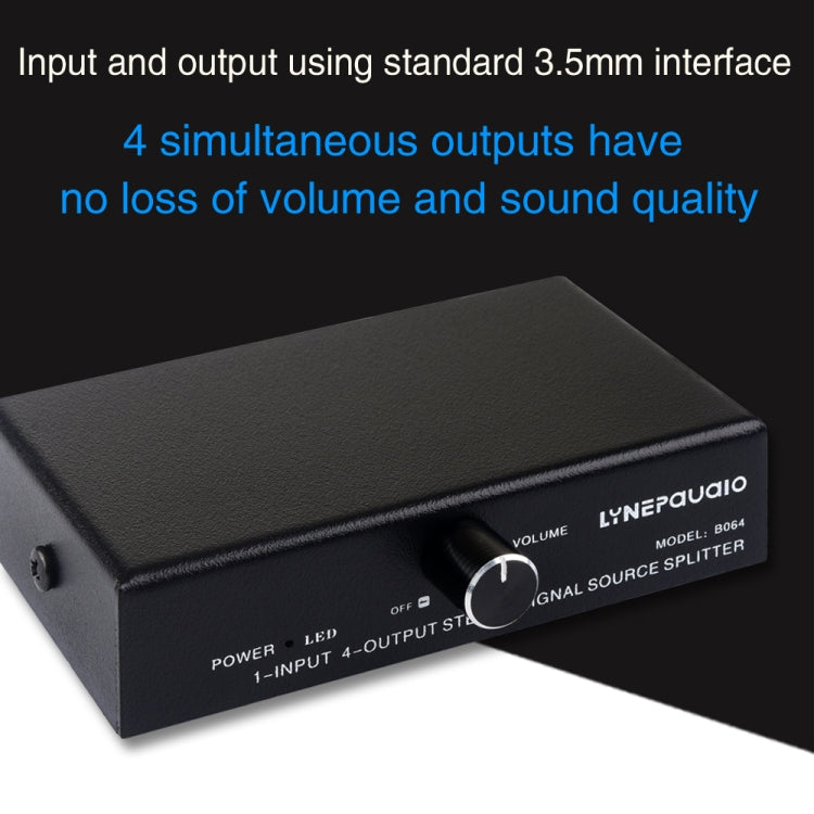 1-in-4-Out-Audiofrequenz-Signalsplitter, Verteilergerät, passiv, 3,5-mm-Schnittstellenausgang, 1-in-4-Out-3,5-mm-Schnittstelle