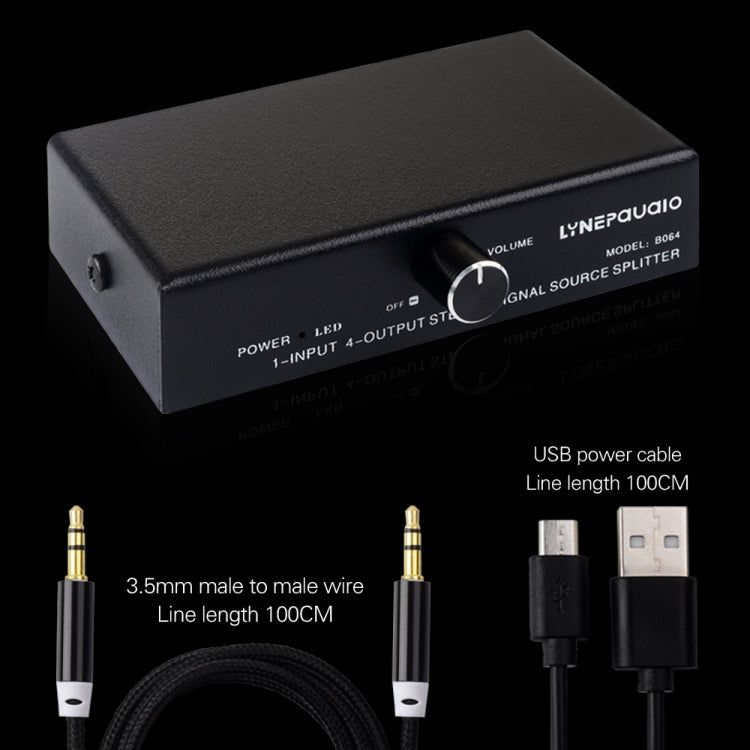 1-in-4-Out-Audiofrequenz-Signalsplitter, Verteilergerät, passiv, 3,5-mm-Schnittstellenausgang, 1-in-4-Out-3,5-mm-Schnittstelle