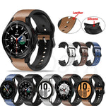 20 mm Silikonarmband mit Lederapplikationen, passend für Samsung Galaxy Watch 4 (40 mm), Samsung Galaxy Watch 4 (44 mm), Samsung Galaxy Watch 4 Classic (42 mm) und Samsung Galaxy Watch 4 Classic (46 mm).