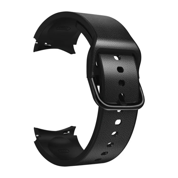 20 mm Silikonarmband mit Lederapplikationen, passend für Samsung Galaxy Watch 4 (40 mm), Samsung Galaxy Watch 4 (44 mm), Samsung Galaxy Watch 4 Classic (42 mm) und Samsung Galaxy Watch 4 Classic (46 mm).