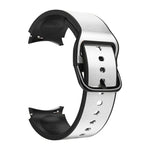 20 mm Silikonarmband mit Lederapplikationen, passend für Samsung Galaxy Watch 4 (40 mm), Samsung Galaxy Watch 4 (44 mm), Samsung Galaxy Watch 4 Classic (42 mm) und Samsung Galaxy Watch 4 Classic (46 mm).