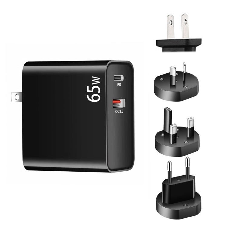 PD-65W USB-C / Type-C + QC3.0 USB Laptop-Ladeadapter, AU-Stecker / US-Stecker / EU-Stecker / UK-Stecker, AU-Stecker / US-Stecker / EU-Stecker / UK-Stecker