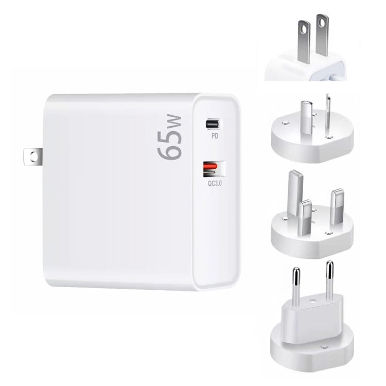 PD-65W USB-C / Type-C + QC3.0 USB Laptop-Ladeadapter, AU-Stecker / US-Stecker / EU-Stecker / UK-Stecker, AU-Stecker / US-Stecker / EU-Stecker / UK-Stecker