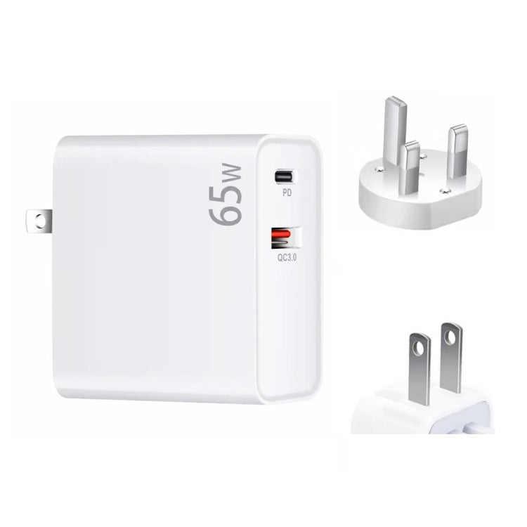 PD-65W USB-C / Type-C + QC3.0 USB Laptop-Ladeadapter, UK-Stecker / US-Stecker, UK-Stecker / US-Stecker