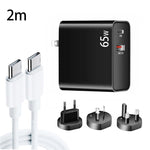PD-65W USB-C / Type-C + QC3.0 USB Laptop-Ladeadapter + 2m USB-C / Type-C zu USB-C / Type-C Datenkabel-Set, EU-Stecker / AU-Stecker / US-Stecker / UK-Stecker, USB-C / Type-C Kabel, EU-Stecker / AU-Stecker / US-Stecker / UK-Stecker