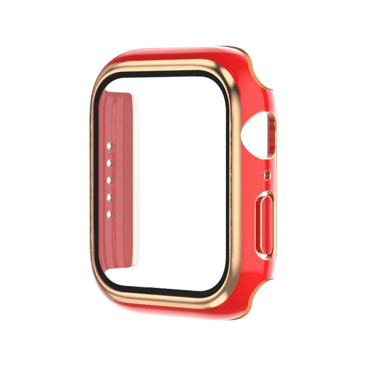 Galvanisierte zweifarbige PC+gehärtete Folien-Uhrenhülle, für Apple Watch Series 9 / 8 / 7 45mm, für Apple Watch Series 6/5/4/SE 44mm