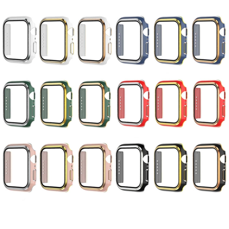 Galvanisierte zweifarbige PC+gehärtete Folien-Uhrenhülle, für Apple Watch Series 9 / 8 / 7 45mm, für Apple Watch Series 6/5/4/SE 44mm
