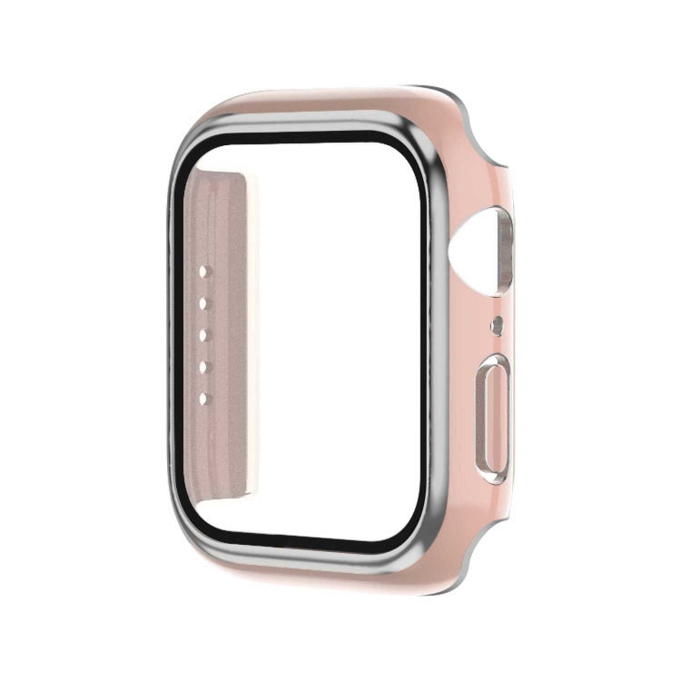 Galvanisierte zweifarbige PC+gehärtete Folien-Uhrenhülle, für Apple Watch Series 9 / 8 / 7 45mm, für Apple Watch Series 6/5/4/SE 44mm