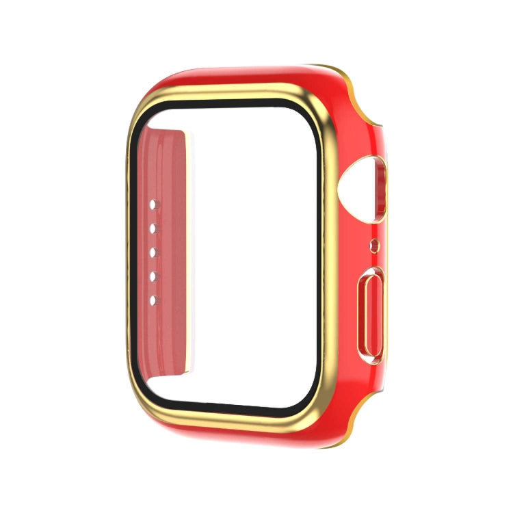 Galvanisierter zweifarbiger PC+Displayschutzfolie Uhrengehäuse, für Apple Watch Series 3/2/1 42mm, für Apple Watch Series 9 / 8 / 7 41mm