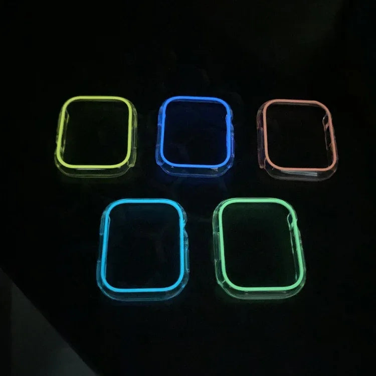 Leuchtendes, hohles und farbenfrohes PC-Uhrengehäuse, passend für Apple Watch Series 9/8/7 (45 mm), Apple Watch Series 6/5/4/SE (44 mm), Apple Watch Series 3/2/1 (42 mm), Apple Watch Series 9/8/7 (41 mm) und Apple Watch Series 6/5/4/SE (40 mm)...
