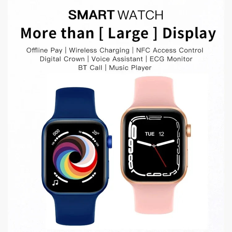 CT7 Smartwatch mit 1,7-Zoll-Farbbildschirm, unterstützt Herzfrequenz- und Blutdruckmessung