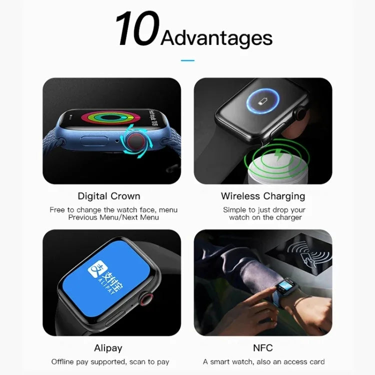 CT7 Smartwatch mit 1,7-Zoll-Farbbildschirm, unterstützt Herzfrequenz- und Blutdruckmessung