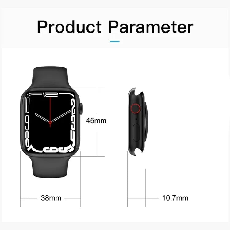 CT7 Smartwatch mit 1,7-Zoll-Farbbildschirm, unterstützt Herzfrequenz- und Blutdruckmessung