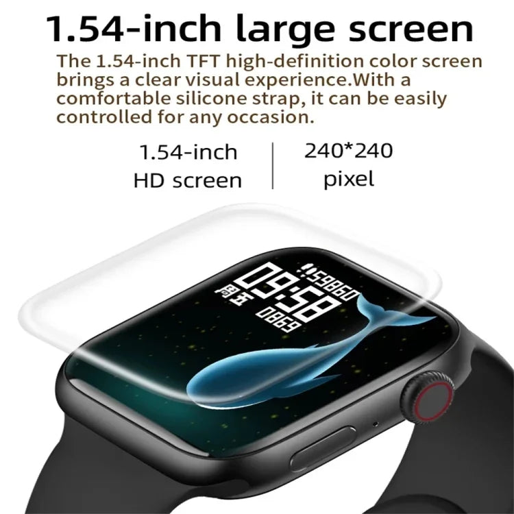 T500 Plus Smartwatch mit 1,44 Zoll Farbbildschirm, unterstützt Herzfrequenz- und Blutdruckmessung