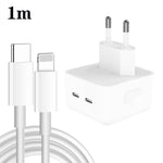 PD 35W Dual USB-C / Type-C Port Ladegerät mit Type-C zu 8-Pin Datenkabel, EU Stecker, EU Stecker + 1m 8-Pin Kabel