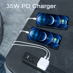 PD 35W Dual USB-C / Type-C Port Ladegerät mit Type-C zu 8-Pin Datenkabel, EU Stecker, EU Stecker + 1m 8-Pin Kabel
