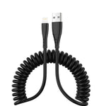 1,5m Feder Teleskopisches Handy Schnelllade-Datenkabel, USB zu 8-Pin, USB zu Type-C, USB zu Micro USB
