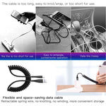 1,5m Feder Teleskopisches Handy Schnelllade-Datenkabel, USB zu 8-Pin, USB zu Type-C, USB zu Micro USB