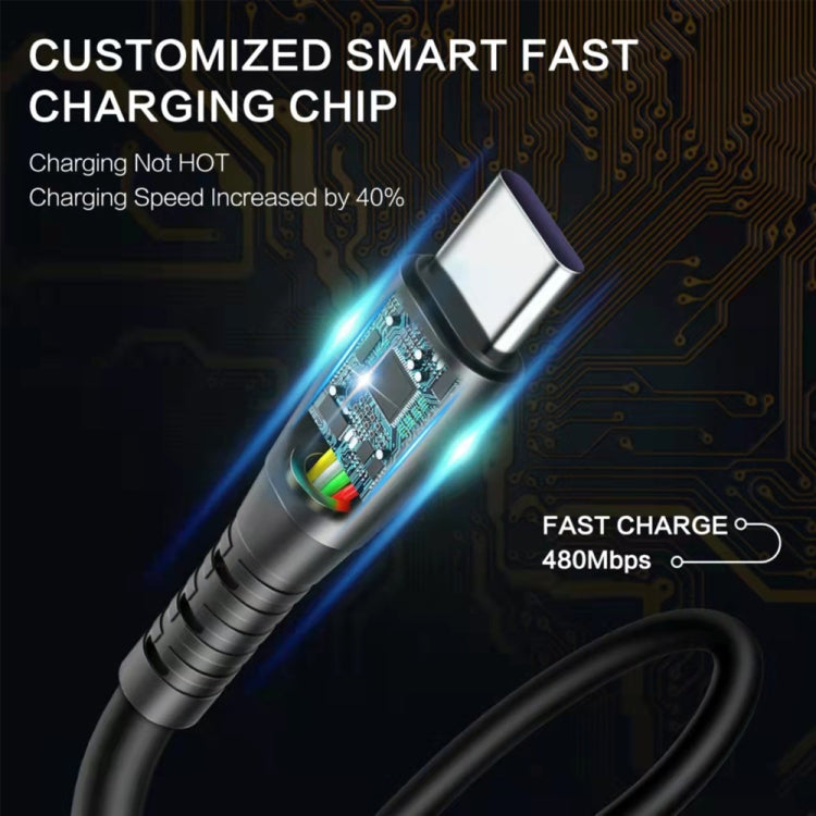 1,5m Feder Teleskopisches Handy Schnelllade-Datenkabel, USB zu 8-Pin, USB zu Type-C, USB zu Micro USB