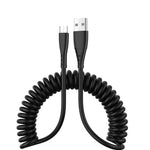 1,5m Feder Teleskopisches Handy Schnelllade-Datenkabel, USB zu 8-Pin, USB zu Type-C, USB zu Micro USB
