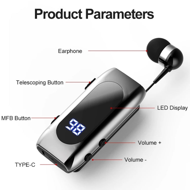 K55 Einziehbares Kabel BT5.2 Smart In-Ear Einzelner Sport-Ohrhörer