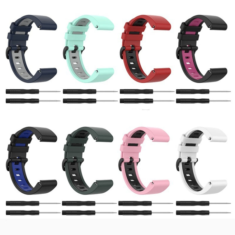 22mm Silicone Sports Two-Color Watch Band, For Garmin Fenix 5S, For Garmin Fenix 5S Plus